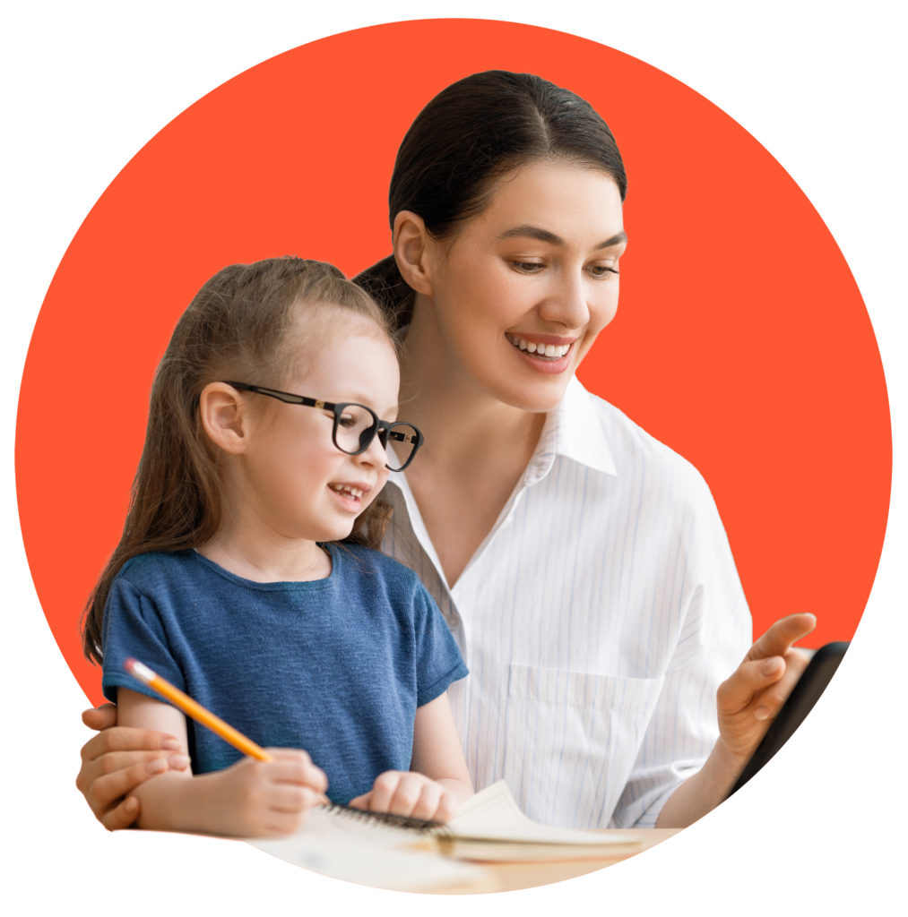 Parent and young girl participating in a Spanish with Mary class